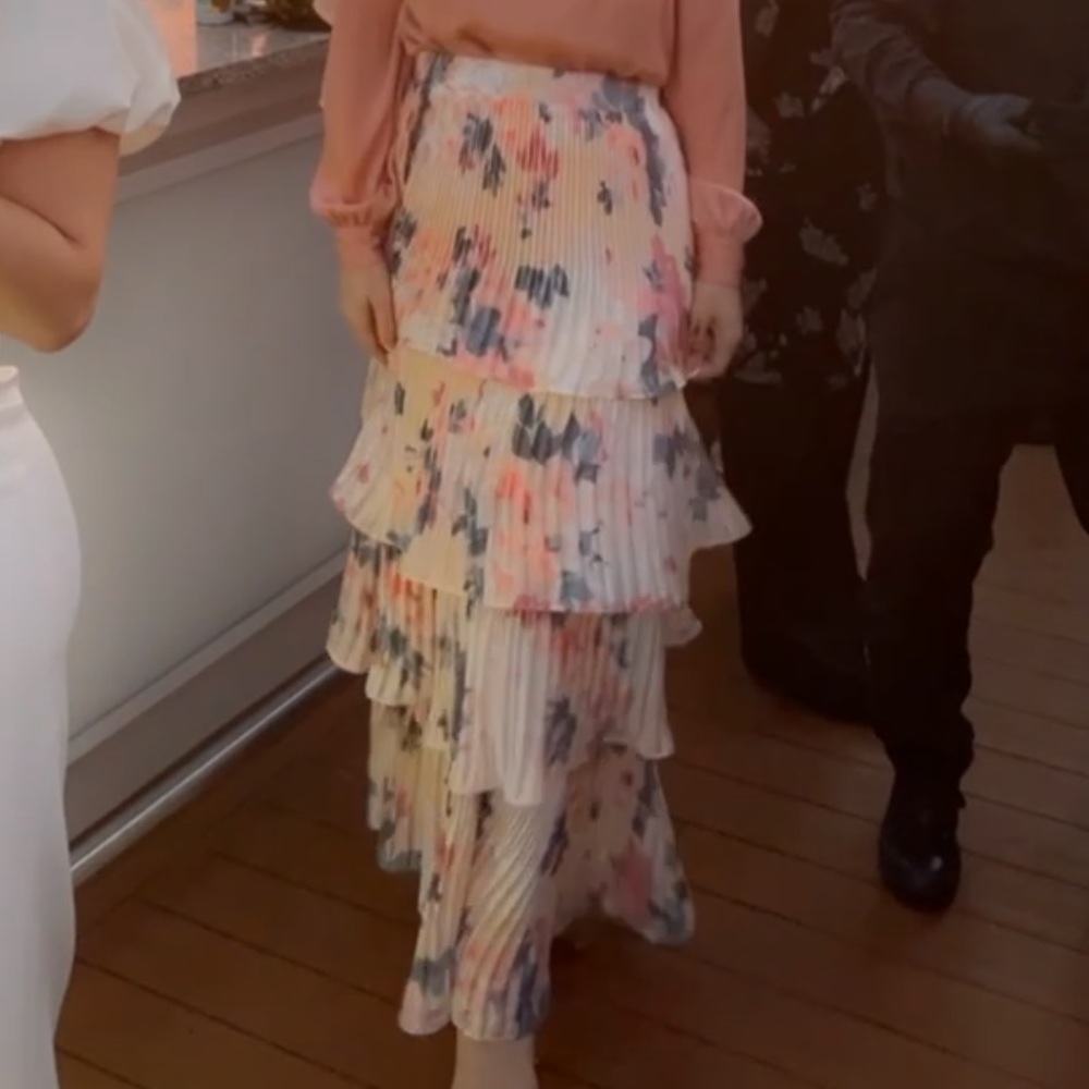 Custom made ruffle floral skirt